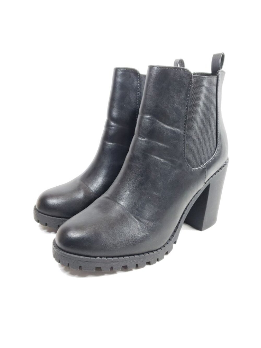 Womens Size 11 Black Chunky Heel Chelsea Ankle Boots All Man Made Material - Picture 2 of 9